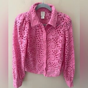 Joie Button Down Eyelet Button Front pink spring size small